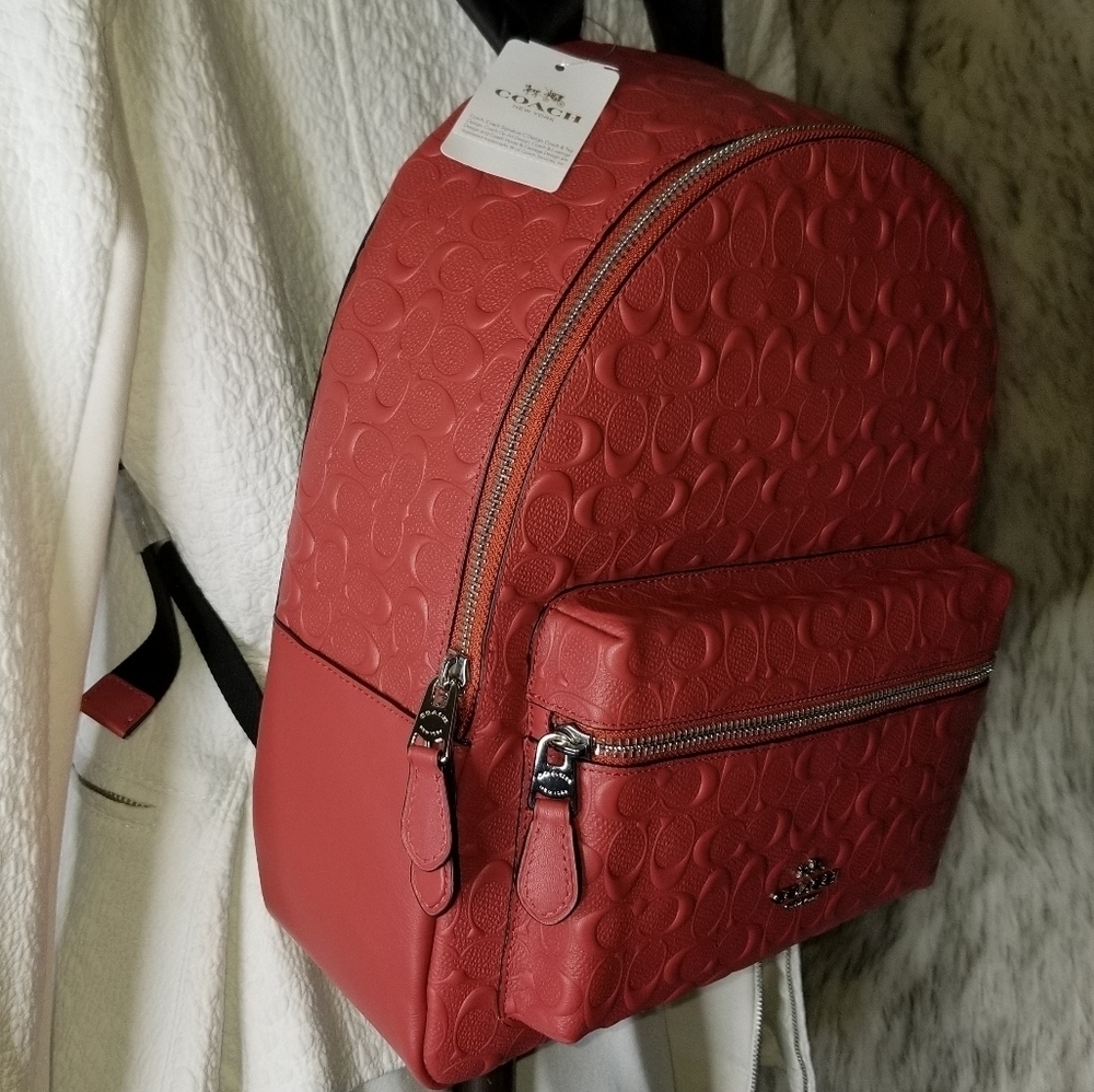 Coach UNISEX BACKPACK SIGNATURE LEATHER DEBOSSED - Picture 11 of 12